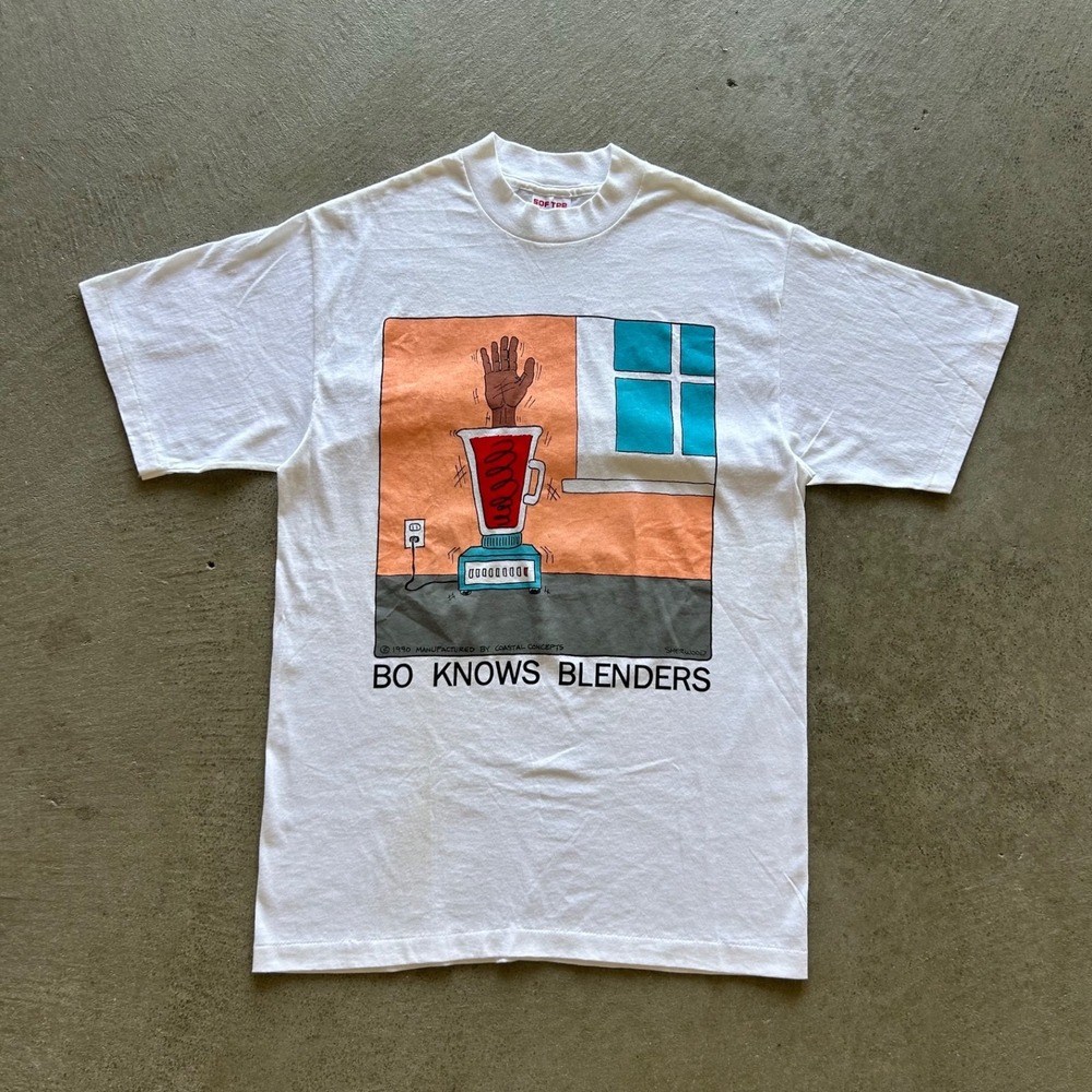 Vintage 90s Bo Jackson Shirt Size Large White 1990 Bo Knows Blenders Funny Humor